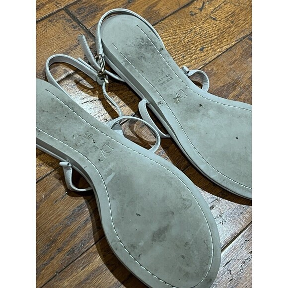 DIANE VON FURSTENBERG GREY JEWEL STONE THONG ANKLE STRAP SANDALS - Picture 6 of 9